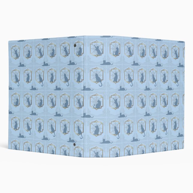 Elegant Art Deco Cats - Blue Binder (Background)