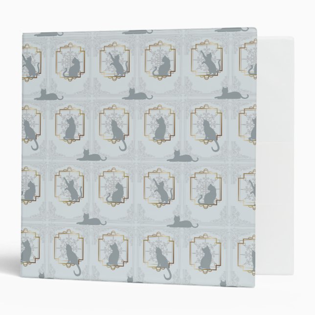 Elegant Art Deco Cats - Light Gray Binder (Front/Inside)
