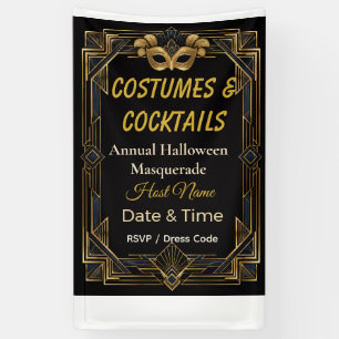 Elegant Art Deco Costumes and Cocktails Masquerade Banner
