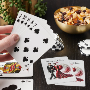 Elegant Art Deco couple add text  Playing Cards