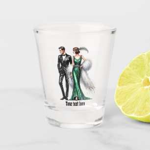 Elegant Art Deco couple customizable Shot Glass