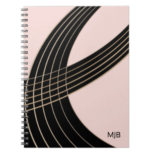 Elegant Art Deco Curves Pattern with Monogram Notebook