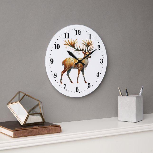 Elegant art deco deer large clock (Office)