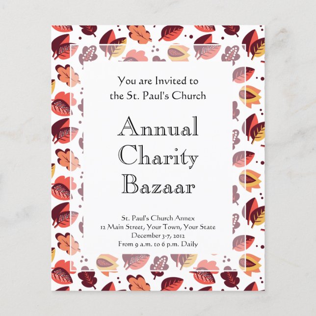 Elegant Art Deco Fall Leaves Autumn Pattern Flyer (Back)