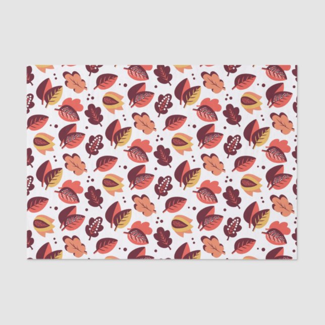 Elegant Art Deco Fall Leaves Autumn Pattern Tissue Paper (Front)
