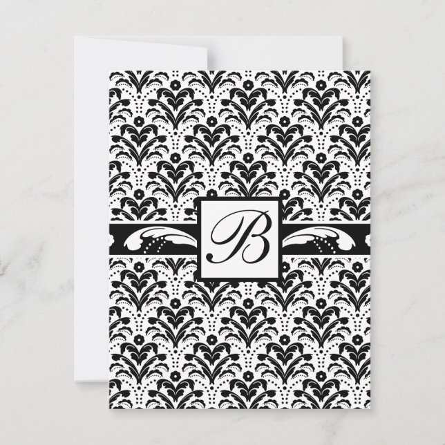 Elegant Art Deco Floral Damask Custom Monogram Invitation (Front)