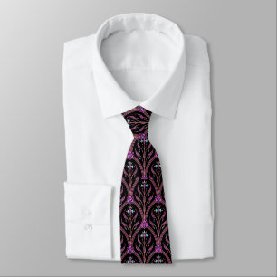 Elegant Art Deco Floral in Pink Blue Black Tie