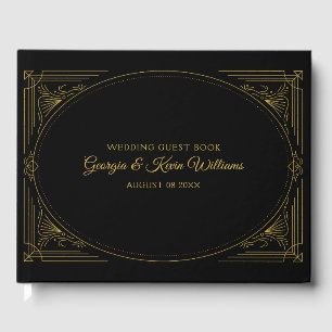 Elegant Art Deco frame custom text Guest Book