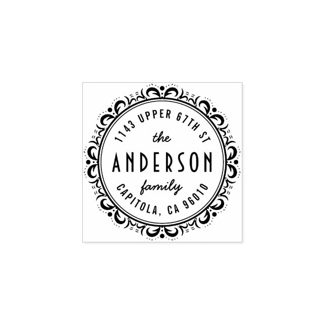 Elegant Art Deco Frame Return Address Custom Rubber Stamp (Imprint)