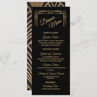 Elegant Art Deco Gatsby Dinner  Menu