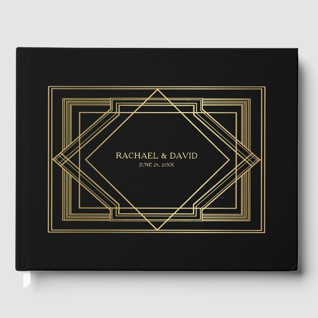 Elegant Art Deco Gatsby Style Wedding Guest Book (Front)