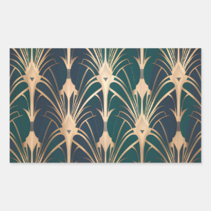 Elegant Art Deco Gold and Emerald Green Pattern  Sticker
