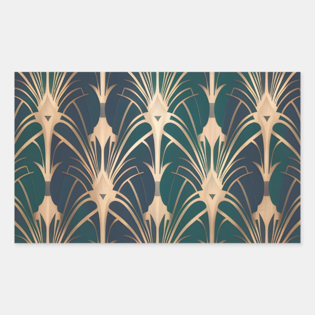 Elegant Art Deco Gold and Emerald Green Pattern  Sticker (Front)