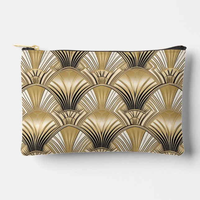 Elegant Art Deco gold black pattern  Accessory Pouch (Front)