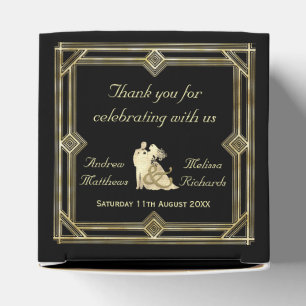 Elegant Art Deco Gold Black Wedding Favour Favor Box