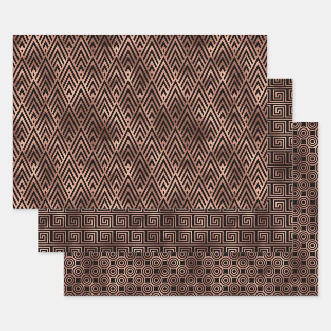 Elegant Art Deco Gold Patterns Wrapping Paper Sheet (Set)