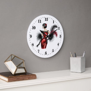 Elegant Art Deco lady Large Clock