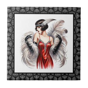 Elegant Art Deco lady Tile
