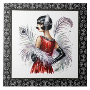 Elegant Art Deco lady  Tile