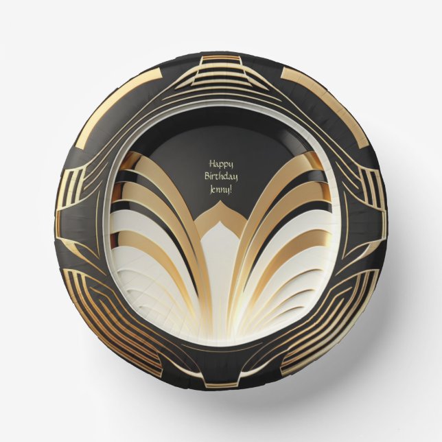 Elegant Art Deco Paper Bowls - Personalized Paper Plate (Front)