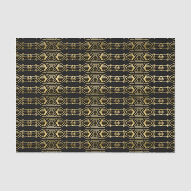 elegant art deco pattern black gold tissue paper (Front)
