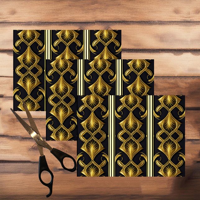 Elegant art deco pattern in black and gold tissue paper (Creator Uploaded)