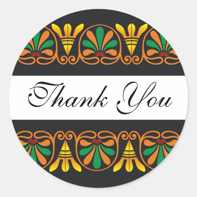 Elegant art deco pattern thank you classic round sticker (Front)