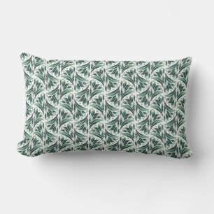 Elegant Art Deco Pattern with Green Foliage Lumbar Pillow