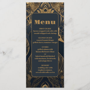 Elegant Art Deco Peacocks Wedding Menu