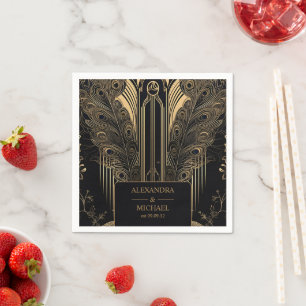Elegant Art Deco Peacocks Wedding Napkin