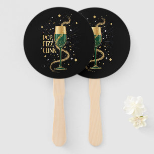 Elegant Art Deco Pop Fizz Clink Gatsby Roaring Hand Fan