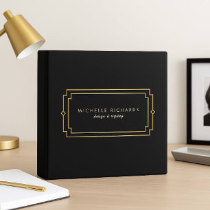 Elegant Art Deco Professional Black/Gold Binder