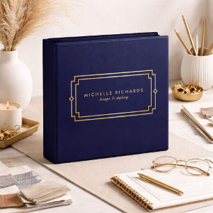 Elegant Art Deco Professional Navy/Gold Binder