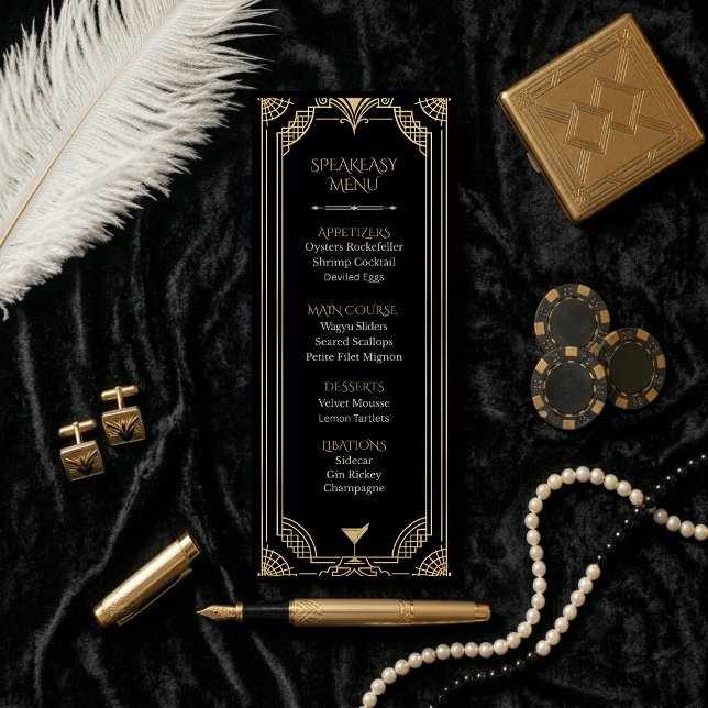 Elegant Art Deco Speakeasy Bar Menu  (Creator Uploaded)