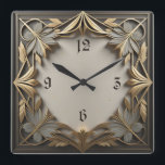 Elegant Art Deco Square Wall Clock<br><div class="desc">Great clock design. You will love it like others. Be free to use this design for other product you like or to customize and add your text. Follow me for more. Thank you. Have a nice day.</div>