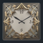 Elegant Art Deco Square Wall Clock<br><div class="desc">Great clock design. You will love it like others. Be free to use this design for other product you like or to customize and add your text. Follow me for more. Thank you. Have a nice day.</div>