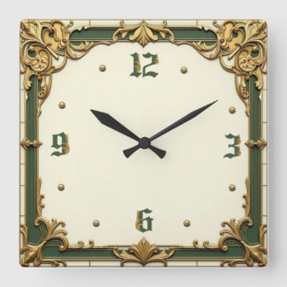 Elegant Art Deco  Square Wall Clock