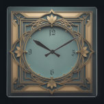 Elegant Art Deco Square Wall Clock<br><div class="desc">Great clock design. You will love it like others. Be free to use this design for other product you like or to customize and add your text. Follow me for more. Thank you. Have a nice day.</div>