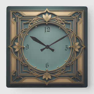 Elegant Art Deco Square Wall Clock