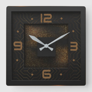 Elegant Art Deco Square Wall Clock