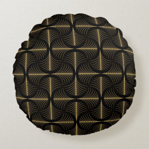 Elegant Art Deco style seamless repeat pattern wit Round Pillow
