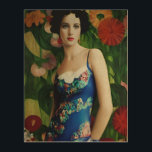Elegant Art Deco Style Woman wth Large Flowers Art<br><div class="desc">Feeling fancy? Feast your eyes on this Art Deco style masterpiece! The roaring 20s might be over,  but the glamour lives on in this stunning piece. The intricate details and vibrant colours of the flowers will leave you feeling like a true Gatsby.</div>