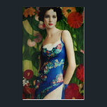 Elegant Art Deco Style Woman wth Large Flowers Art<br><div class="desc">Feeling fancy? Feast your eyes on this Art Deco style masterpiece! The roaring 20s might be over,  but the glamour lives on in this stunning piece. The intricate details and vibrant colours of the flowers will leave you feeling like a true Gatsby.</div>