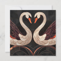 Elegant Art Deco Swans Forming a Heart