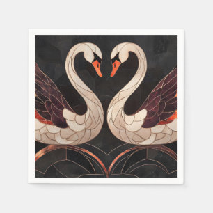 Elegant Art Deco Swans Forming a Heart Napkin