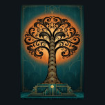 Elegant Art Deco Tree Silhouette Gold & Teal Poste Poster<br><div class="desc">Elevate your space with this stunning Art Deco tree illustration. Featuring an intricate,  symmetrical tree silhouette with swirling branches and concentric circle detailing,  set against a radiant gold sunburst and deep teal geometric background. This piece brings a touch of opulent 1920s nature-inspired glamour to any home or office.</div>