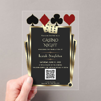Elegant Art Deco Vegas Casino Night Graduation Acrylic Invitations