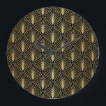 Elegant Art Deco: Vintage Abstract Large Clock<br><div class="desc">Elegant Art Deco Vintage Background. Seamless Abstract Pattern. Vintage Illustration.
Elegant Art Deco Vintage Pattern,  Perfect for Fashion!
Elegantly Retro Art Deco Pattern - Vintage Chic!
leaf,  background,  pattern,  abstract,  illustration,  flower,  texture,  decor,  fashion,  nature,  vintage,  floral,  retro,  line,  seamless,  geometric,  silhouette,  tropical,  asian,  feather</div>