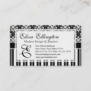 Elegant Art Deco Vintage Floral Damask and Stripes Business Card