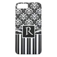 Elegant Art Deco Vintage Floral Damask and Stripes